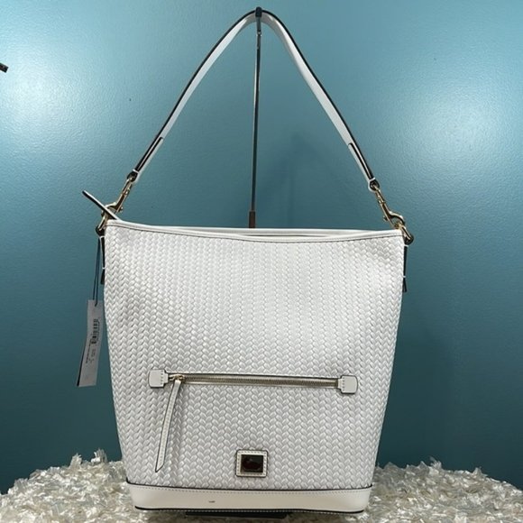 Dooney & Bourke Large White Woven Hobo Bag - Picture 2 of 10